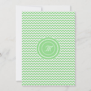 Green and White Chevron Monogrammed Wedding Invitation