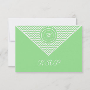 Green and White Chevron RSVP Card