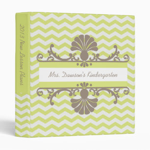 Green and White Chevron Stripe Teacher Binder