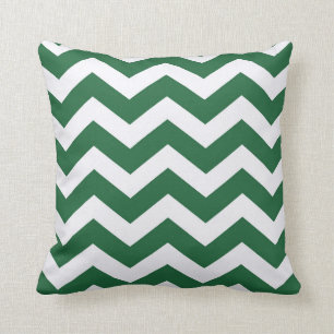 Green And White Chevron Stripes Throw Pillow