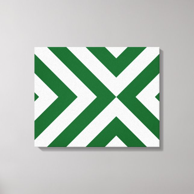 Green and White Chevrons Canvas Print (Front)
