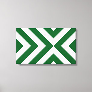 Green and White Chevrons Canvas Print