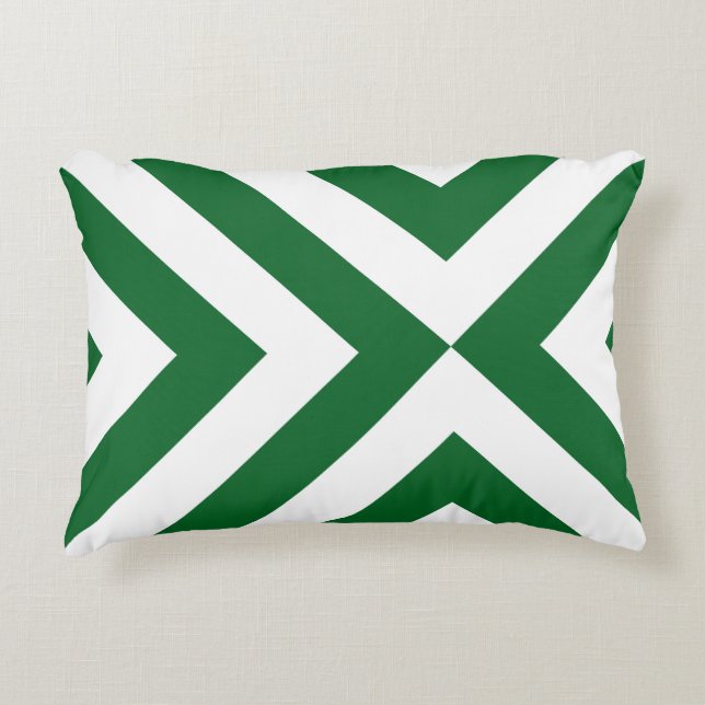 Green and White Chevrons Decorative Pillow (Front)