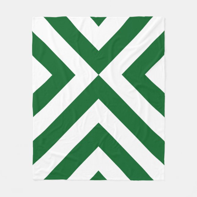 Green and White Chevrons Fleece Blanket (Front)