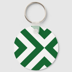 Green and White Chevrons Keychain