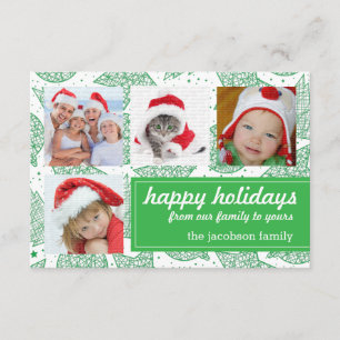 Green and White Christmas Holiday Photo Cards