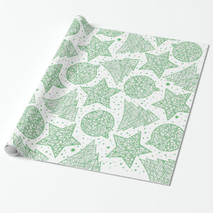 Green and White Christmas Pattern Gift Wrap