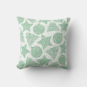 Green and White Christmas Throw Pillows