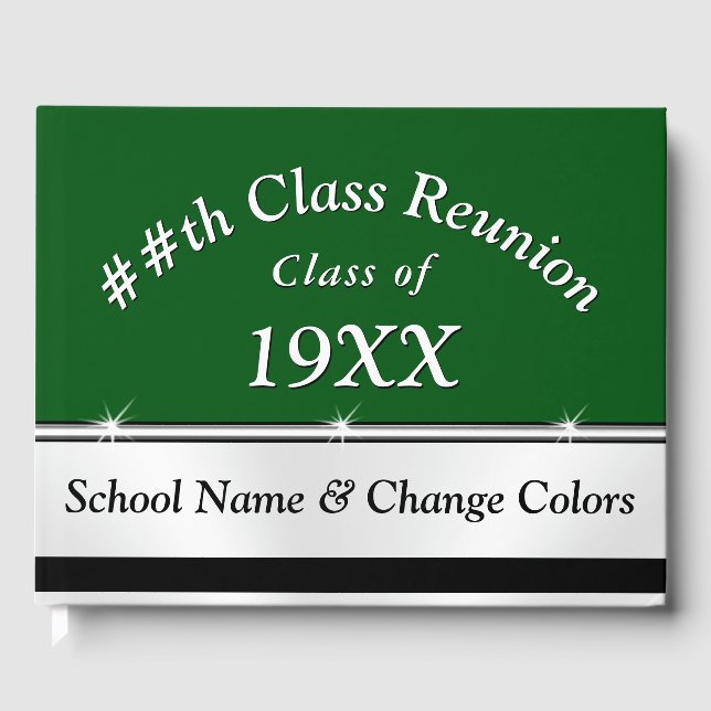 Green and White Class Reunion Guest Book (Front)