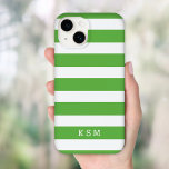 Green and White Classic Stripes Monogram Case-Mate iPhone 14 Case<br><div class="desc">Simple chic and classy horizontal stripe patterned case personalized with your monogram initials or name. Click Customize It to change text fonts and colours to create your own unique one of a kind design. Adorable custom gifts!</div>