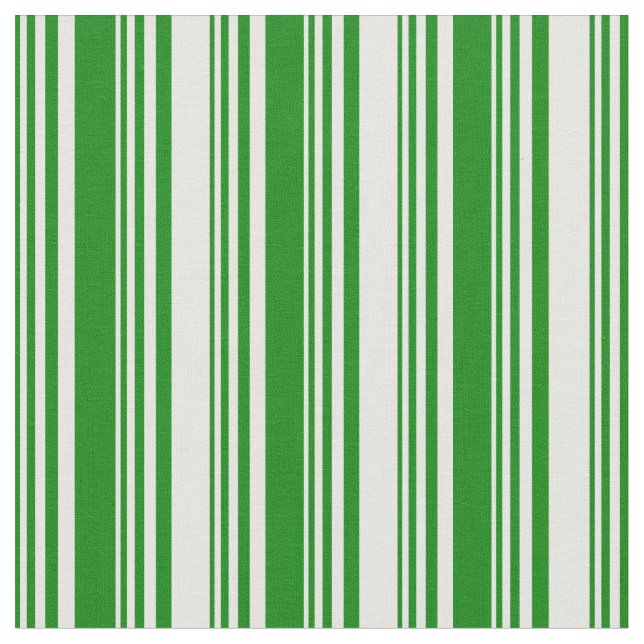 Green and White Coloured Stripes Pattern Fabric (Close Up)