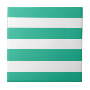 Green and White Deckchair Stripes Tile