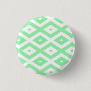 Green and white diamond pattern 1 inch round button