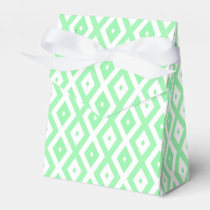 Green and white diamond pattern favor box