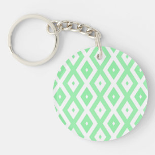 Green and white diamond pattern keychain