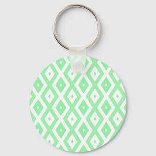 Green and white diamond pattern keychain
