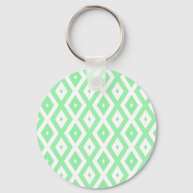 Green and white diamond pattern keychain (Front)