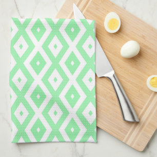 Green and white diamond pattern kitchen towel