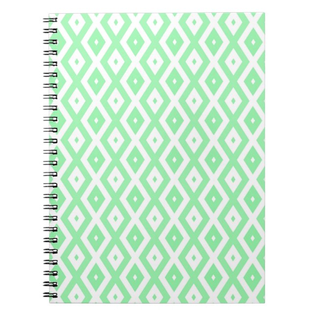 Green and white diamond pattern notebook (Front)