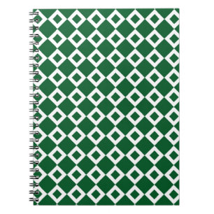 Green and White Diamond Pattern Notebook