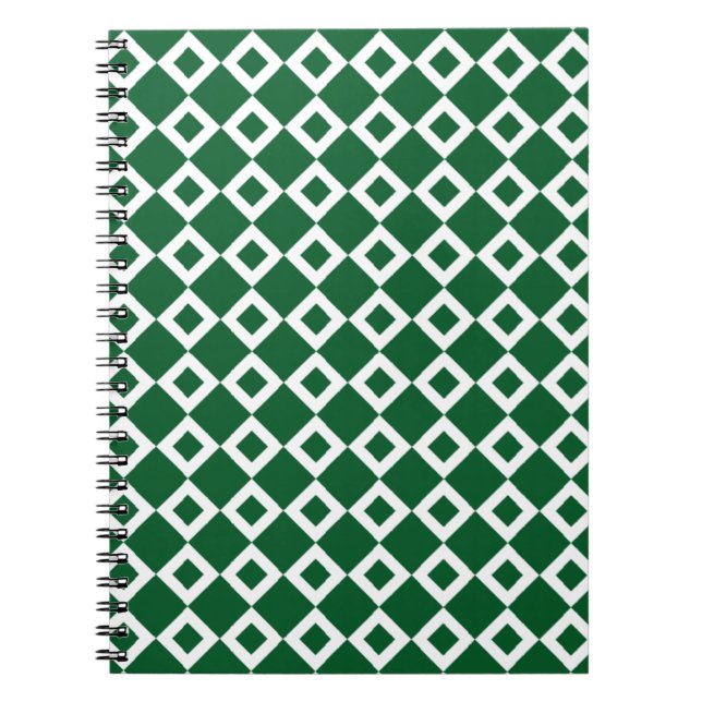 Green and White Diamond Pattern Notebook (Front)