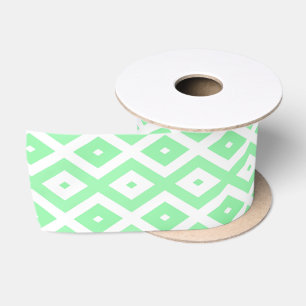Green and white diamond pattern satin ribbon