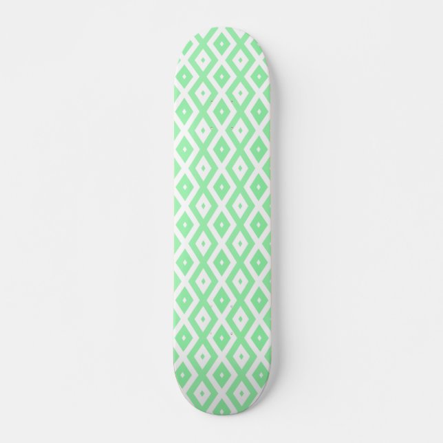 Green and white diamond pattern skateboard (Front)