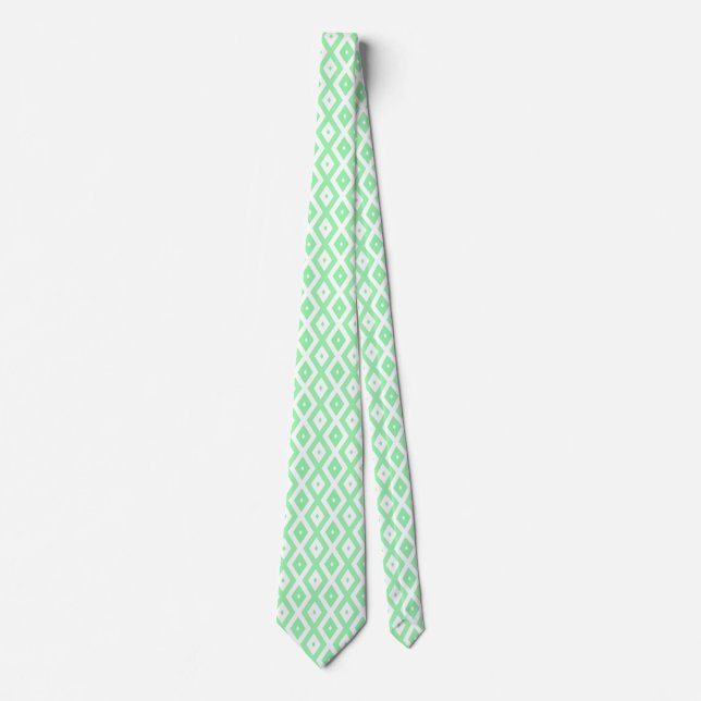 Green and white diamond pattern tie (Front)