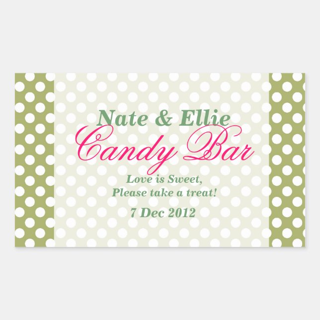 Green and white  dotty Candy Bar Sticker (Front)