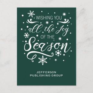 Green and White Elegant Modern Business holiday Postcard