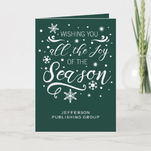 Green and White Elegant Modern Company Holiday Card
