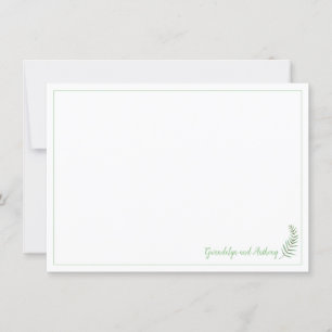 Green and White Fern Personalized Flat Note Invitation