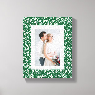 Green and White Festive Foliage   Holiday Canvas Print