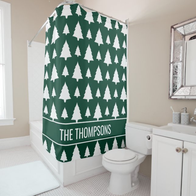 Green And White Fir Christmas Tree Pattern & Text (In Situ)