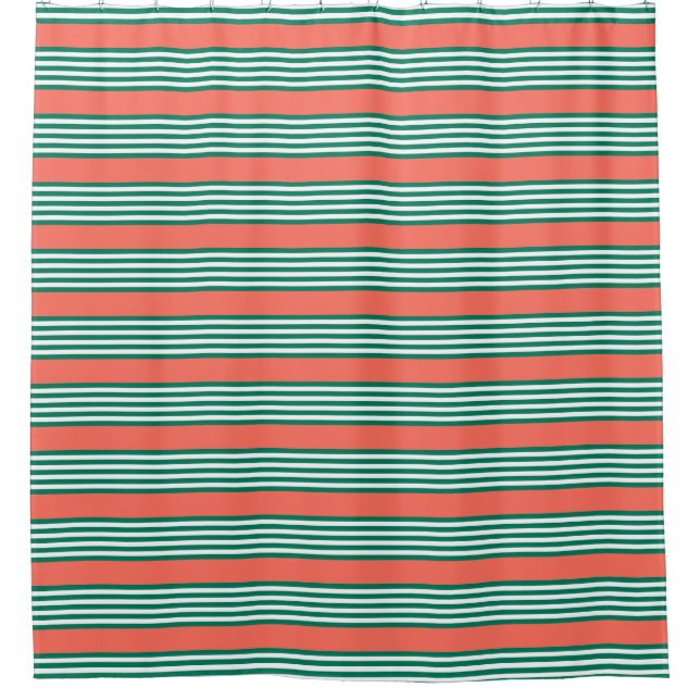 Green and white five stripe pattern with coral (Front)