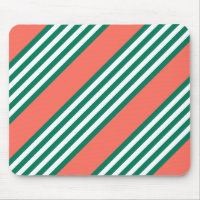 Green and white five stripe pattern with coral
