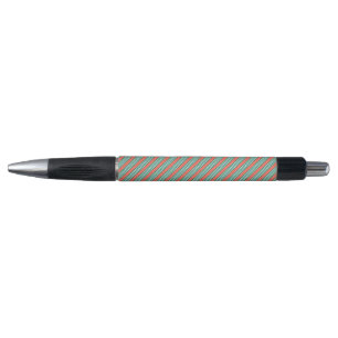 Green and white five stripe pattern with coral pen