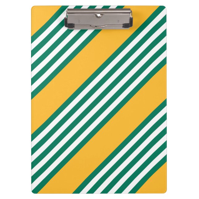 Green and white five stripe pattern with yellow clipboard (Front)