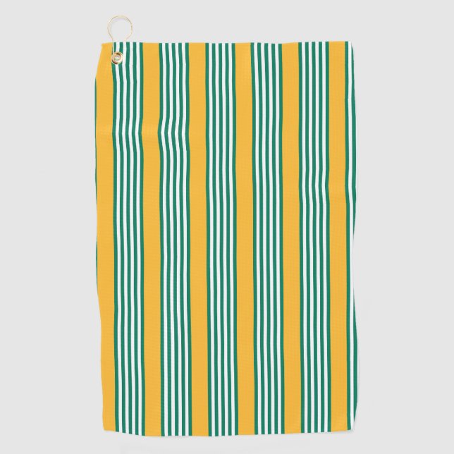 Green and white five stripe pattern with yellow golf towel (Front)