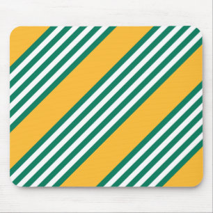 Green and white five stripe pattern with yellow mouse pad