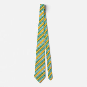 Green and white five stripe pattern with yellow tie