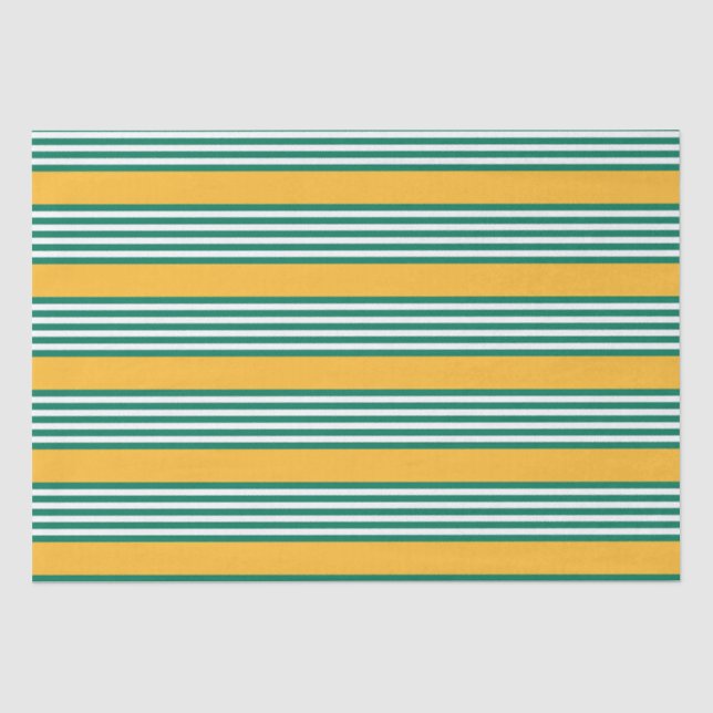 Green and white five stripe pattern with yellow tissue paper (Front)