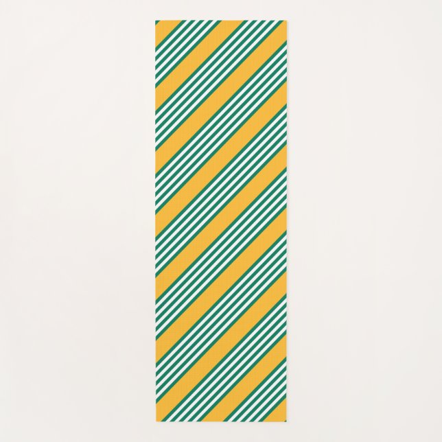 Green and white five stripe pattern with yellow yoga mat (Front)