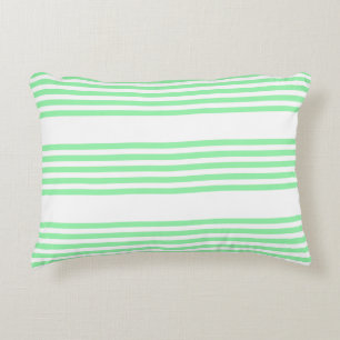 Green and white five stripes pattern accent pillow