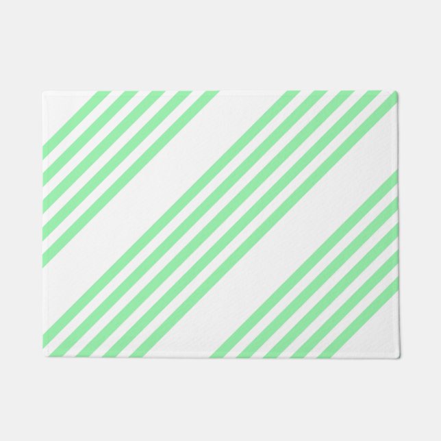 Green and white five stripes pattern doormat (Front)