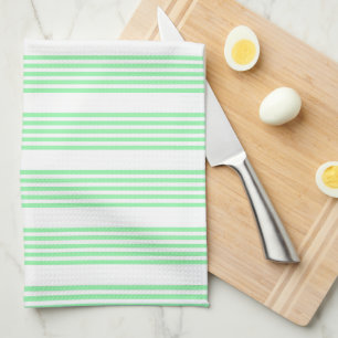 Green and white five stripes pattern kitchen towel