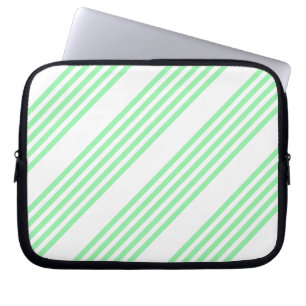 Green and white five stripes pattern laptop sleeve
