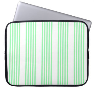 Green and white five stripes pattern laptop sleeve