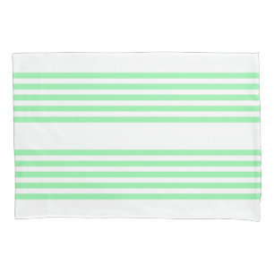 Green and white five stripes pattern pillowcase