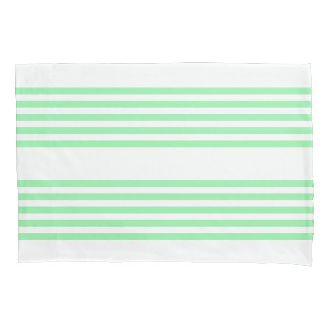Green and white five stripes pattern pillowcase (Front)